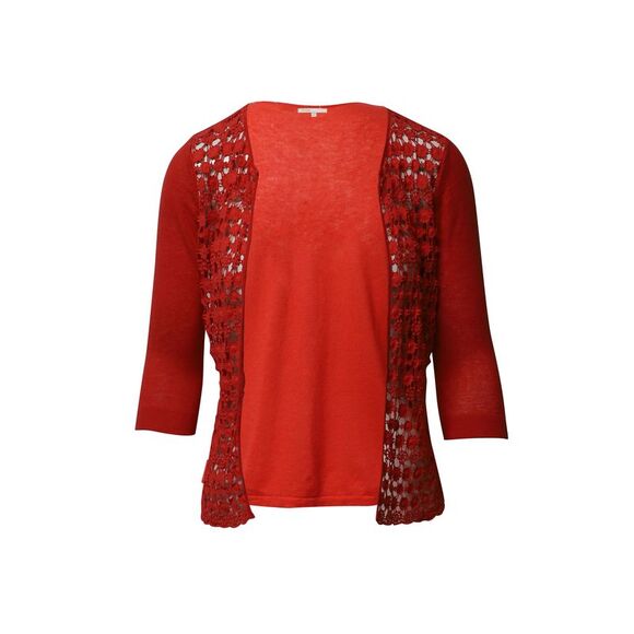 Maje Crocheted Cardigan in Red Cotton